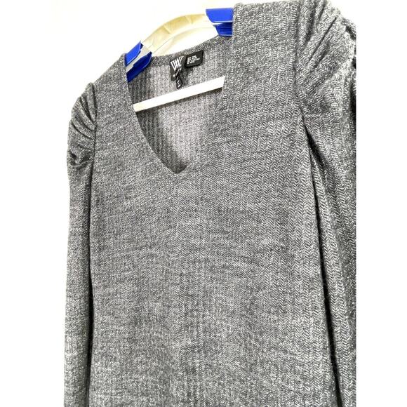 W By Worth Womens Pullover Sweater Size Small V Neck Herringbone Wool Blend Gray - Picture 3 of 8